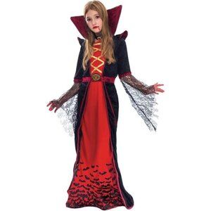 Red Royal Vampire Costume‎ for Girls Deluxe Set Halloween Gothic Victorian Dress